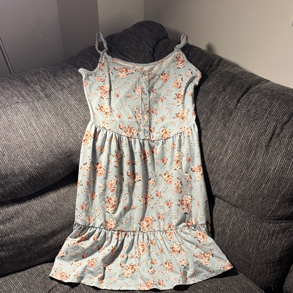 $5--(min purchase $15) Urban Planet Floral Maxi Dress - Light Blue and Peach